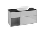 Villeroy und Boch Finion Waschtischunterschrank GA62GKGJ 120cm, Abdeckplatte black matt, Emotion, Regale Anthracite matt lacquer, Light grey matt