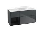 Villeroy und Boch Finion Waschtischunterschrank GA61PHHG 120cm, Abdeckplatte white matt, Emotion, Regale Glossy black lacquer, Midnight Blue Matt Lacquer
