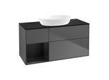 Villeroy und Boch Finion Waschtischunterschrank GA62PDGK 120cm, Abdeckplatte black matt, Emotion, Regale Black matt lacquer, Anthracite matt