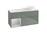 Villeroy und Boch Finion Waschtischunterschrank GA41GJGM 120cm, Abdeckplatte white matt, Emotion, Regale Light grey matt lacquer, Olive Matt Lacquer