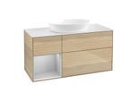 Villeroy und Boch Finion Waschtischunterschrank GA61GJPC 120cm, Abdeckplatte white matt, Emotion, Regale Light grey matt lacquer, Oak Veneer