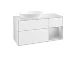 Villeroy und Boch Finion Waschtischunterschrank GA51GJGF 120cm, Abdeckplatte white matt, Emotion, Regale Light grey matt lacquer, Glossy white lacquer
