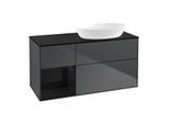 Villeroy und Boch Finion Waschtischunterschrank GA42PHHG 120cm, Abdeckplatte black matt, Emotion, Regale Glossy black lacquer, Midnight Blue Matt Lacquer