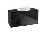 Villeroy und Boch Finion Waschtischunterschrank GA62PHPD 120cm, Abdeckplatte black matt, Emotion, Regale Glossy black lacquer, Black matt lacquer