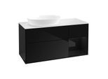 Villeroy und Boch Finion Waschtischunterschrank GA51PHPH 120cm, Abdeckplatte white matt, Emotion, Regale Glossy black lacquer, Glossy Black Lacquer