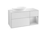 Villeroy und Boch Finion Waschtischunterschrank GA51GJMT 120cm, Abdeckplatte white matt, Emotion, Regale Light grey matt lacquer, White matt lacquer