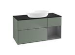 Villeroy und Boch Finion Waschtischunterschrank GA72GKGM 120cm, Abdeckplatte black matt, Emotion, Regale Anthracite matt lacquer, Olive Matt Lacquer