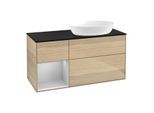 Villeroy und Boch Finion Waschtischunterschrank GA42GJPC 120cm, Abdeckplatte black matt, Emotion, Regale Light grey matt lacquer, Oak Veneer