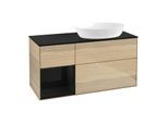 Villeroy und Boch Finion Waschtischunterschrank GA42PHPC 120cm, Abdeckplatte black matt, Emotion, Regale Glossy black lacquer, Oak Veneer