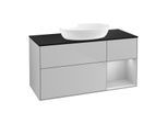 Villeroy und Boch Finion Waschtischunterschrank GA72GJGJ 120cm, Abdeckplatte black matt, Emotion, Regale Light grey matt lacquer, Light grey matt