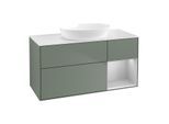 Villeroy und Boch Finion Waschtischunterschrank GA71GJGM 120cm, Abdeckplatte white matt, Emotion, Regale Light grey matt lacquer, Olive Matt Lacquer