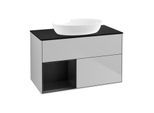 Villeroy und Boch Finion Waschtischunterschrank FA12PDGJ 100cm, Abdeckplatte black matt, Regale Black matt lacquer, Light grey matt