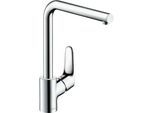 hansgrohe Focus M41 Küchenarmatur 31817000 , 3-stufig schwenkbarer L-Auslauf, 1jet, chrom