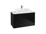 Villeroy und Boch Finion Waschtischunterschrank F35100PH 100x60,3cm, Abdeckplatte white matt, Glossy Black Lacquer