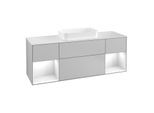 Villeroy und Boch Finion Waschtischunterschrank G331GFGJ 160cm, Abdeckplatte white matt, Emotion, Regale Glossy white lacquer, Light grey matt