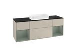 Villeroy und Boch Finion Waschtischunterschrank F332GMHH 160x60,3cm, Abdeckplatte black matt, Regale Olive matt lacquer, Sand Matt Lacquer