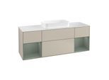 Villeroy und Boch Finion Waschtischunterschrank G331GMHH 160cm, Abdeckplatte white matt, Emotion, Regale Olive matt lacquer, Sand Matt Lacquer