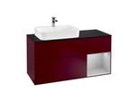 Villeroy und Boch Finion Waschtischunterschrank G402GJHB 120cm, Abdeckplatte black matt, Emotion, Regal rechts Light grey matt, Peony Matt