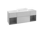 Villeroy und Boch Finion Waschtischunterschrank G331GKGJ 160cm, Abdeckplatte white matt, Emotion, Regale Anthracite matt lacquer, Light grey matt