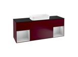 Villeroy und Boch Finion Waschtischunterschrank F332GJHB 160x60,3cm, Abdeckplatte black matt, Regale Light grey matt lacquer, Peony Matt