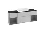 Villeroy und Boch Finion Waschtischunterschrank F332GKGJ 160x60,3cm, Abdeckplatte black matt, Regale Anthracite matt lacquer, Light grey matt