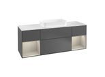 Villeroy und Boch Finion Waschtischunterschrank G331HHGK 160cm, Abdeckplatte white matt, Emotion, Regale sand matt lacquer, Anthracite matt