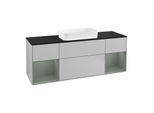 Villeroy und Boch Finion Waschtischunterschrank G332GMGJ 160cm, Abdeckplatte black matt, Emotion, Regale Olive matt lacquer, Light grey matt