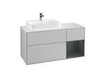 Villeroy und Boch Finion Waschtischunterschrank F401HGGJ 120cm, Abdeckplatte white matt, Regal rechts Midnight Blue Matt Lacquer, Light grey matt