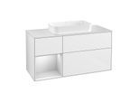 Villeroy und Boch Finion Waschtischunterschrank G291MTGF 120cm, Abdeckplatte white matt, Emotion, Regal links White matt lacquer, Glossy white lacquer