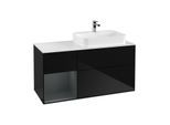 Villeroy und Boch Finion Waschtischunterschrank G391HGPH 120cm, Abdeckplatte white matt, Emotion, Regal links Midnight Blue Matt Lacquer, Glossy Black Lacquer