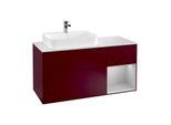 Villeroy und Boch Finion Waschtischunterschrank G401GJHB 120cm, Abdeckplatte white matt, Emotion, Regal rechts Light grey matt, Peony Matt