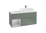 Villeroy und Boch Finion Waschtischunterschrank F391GJGM 120cm, Abdeckplatte white matt, Regal links Light grey matt, Olive Matt Lacquer