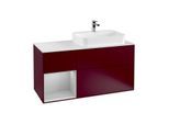 Villeroy und Boch Finion Waschtischunterschrank F391GJHB 120cm, Abdeckplatte white matt, Regal links Light grey matt, Peony Matt