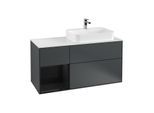Villeroy und Boch Finion Waschtischunterschrank G391PHHG 120cm, Abdeckplatte white matt, Emotion, Regal links Glossy Black Lacquer, Midnight Blue Matt Lacquer