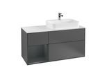 Villeroy und Boch Finion Waschtischunterschrank F391HGGK 120cm, Abdeckplatte white matt, Regal links Midnight Blue Matt Lacquer, Anthracite matt