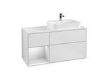 Villeroy und Boch Finion Waschtischunterschrank G391MTMT 120cm, Abdeckplatte white matt, Emotion, Regal links White matt lacquer, White matt lacquer