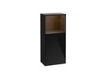 Villeroy und Boch Finion Seitenschrank G500GNPH 41,8x93,6cm, links, Emotion, Regal oben Walnut Veneer, Glossy Black Lacquer