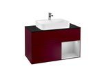 Villeroy und Boch Finion Waschtischunterschrank G372GJHB 100cm, Abdeckplatte black matt, Emotion, Regal rechts Light grey matt, Peony Matt