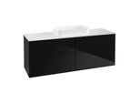 Villeroy und Boch Finion Waschtischunterschrank F32100PH 160x60,3cm, Abdeckplatte white matt, Glossy Black Lacquer
