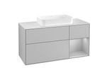 Villeroy und Boch Finion Waschtischunterschrank G301GJGJ 120cm, Abdeckplatte white matt, Emotion, Regal rechts Light grey matt, Light grey matt
