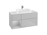 Villeroy und Boch Finion Waschtischunterschrank F411GJGJ 120cm, Abdeckplatte white matt, Regal links Light grey matt, Light grey matt