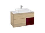 Villeroy und Boch Finion Waschtischunterschrank F371HBPC 100cm, Abdeckplatte white matt, Regal rechts Peony, Oak Veneer