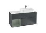 Villeroy und Boch Finion Waschtischunterschrank G391GMHG 120cm, Abdeckplatte white matt, Emotion, Regal links Olive Matt Lacquer, Midnight Blue Matt Lacquer