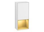Villeroy und Boch Finion Seitenschrank F540HFGF 41,8x93,6x27cm, links, Regal unten Gold matt, Glossy white lacquer