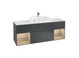 Villeroy und Boch Finion Waschtischunterschrank F451PCHG 160x60,3cm, Abdeckplatte white matt, Regale Oak Veneer, Midnight Blue Matt Lacquer