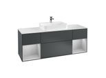 Villeroy und Boch Finion Waschtischunterschrank G451GJHG 160cm, Abdeckplatte white matt, Emotion, Regale Light grey matt lacquer, Midnight Blue Matt Lacquer