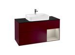 Villeroy und Boch Finion Waschtischunterschrank F422HHHB 120cm, Abdeckplatte black matt, Regal rechts Sand Matt, Peony Matt