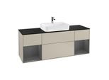 Villeroy und Boch Finion Waschtischunterschrank G452GKHH 160cm, Abdeckplatte black matt, Emotion, Regale Anthracite matt lacquer, Sand Matt Lacquer