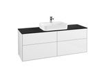 Villeroy und Boch Finion Waschtischunterschrank F44200GF 160x60,3cm, Abdeckplatte black matt, Glossy white lacquer