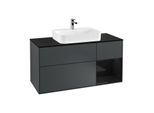 Villeroy und Boch Finion Waschtischunterschrank F422PHHG 120cm, Abdeckplatte black matt, Regal rechts Glossy Black Lacquer, Midnight Blue Matt Lacquer